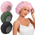 Reusable Waterproof Shower Cap for Women – 3 Pack