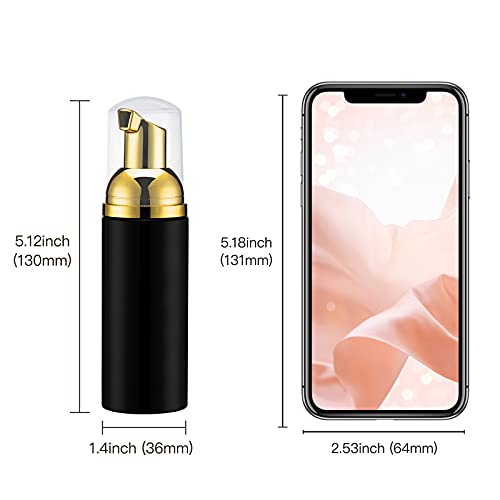 2oz Foam Pump Bottle (30PCS) Empty Travel Foaming Dispenser for Hand Soap, Lash Cleanser, Shampoo (60ml, Gold &Black