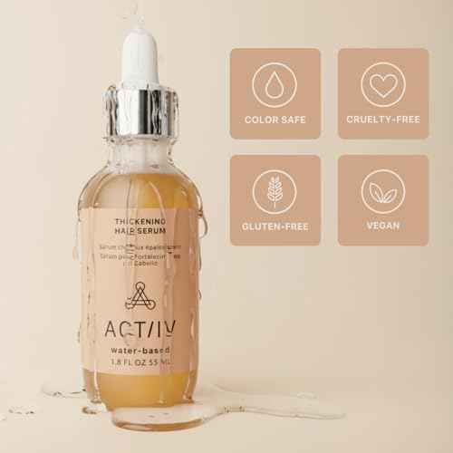 ACTIIV Thickening Hair Serum - Water Based | Supports the Appearance of Thicker, Fuller-Looking Hair, Lightweight Water-Based Formula, Non-Greasy, All Hair Types, 1.8 oz