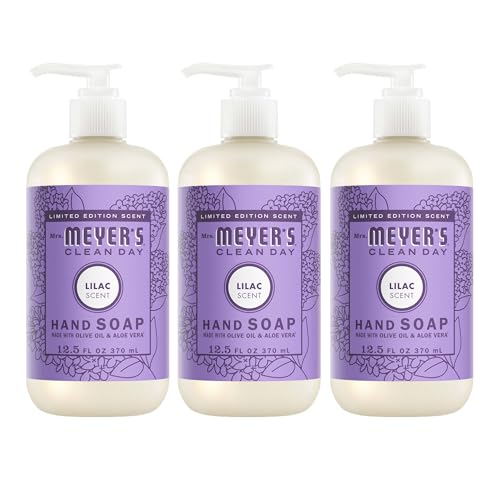 Mrs. Meyer’s Lilac Liquid Hand Soap - 12.5 Fl Oz, 3 Pack, Moisturizing & Garden-Inspired