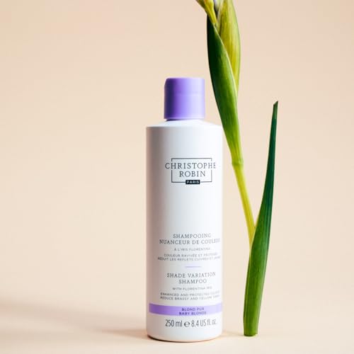 Christophe Robin Shade Variation Baby Blonde Toning Purple Shampoo with Florentina Iris, Neutralizes Brassy, Yellow Tones for Blonde, Bleached, Silver, Highlighted Hair 250ml