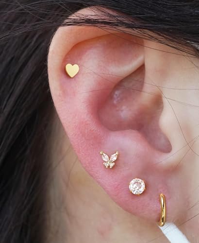 Professional 20G Stainless Steel Ear Piercing Kit with Gold Hoop Earrings