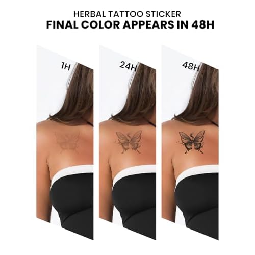 Semi Permanent Tattoo For Women, 2 Sheets Realistic Sexy Lace Temporary Thigh Lasting 1 Weeks Bow Tattoo For Adults Girl, Waterproof and Non-Reflective Fake Tattoo for Party Valentines Gifts