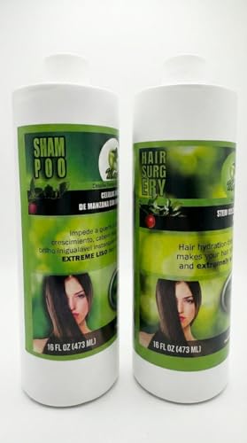 KERA FRUIT Stem Cell & Argan Hair Treatment Set - Natural Hair Smoothing & Growth 16oz + Shampoo 32oz