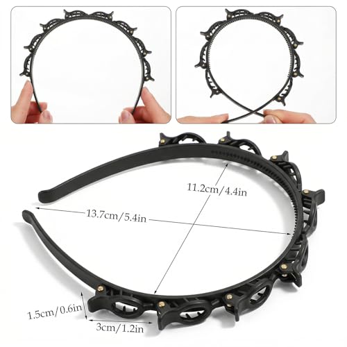 Hpmjz Black Headband with Clips for Bangs Hairstyles, Halloween Hairpin Set