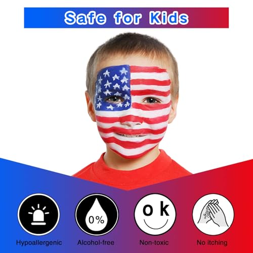 3-Piece Red White Blue Face Paint Sticks for Halloween Costumes