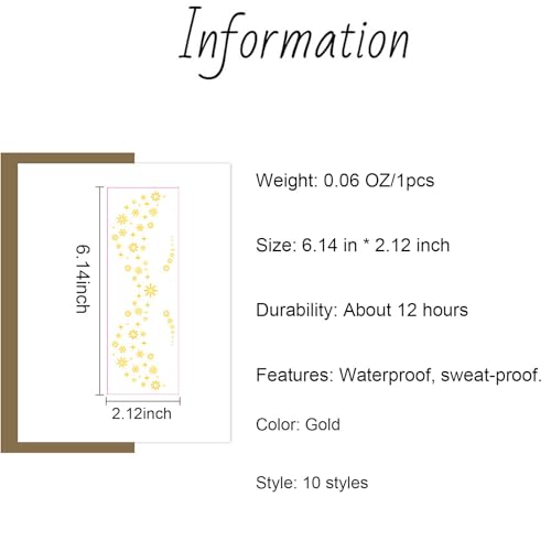 Golden Glitter Freckle Patches - 10Pcs Waterproof Face Tattoos
