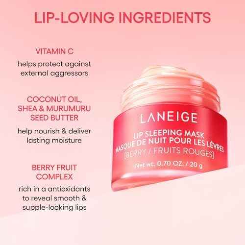 LANEIGE Peach Lip Duo: Hydrating Overnight Lip Mask & Glassy, Nourishing Lip Tint in Peach Scents