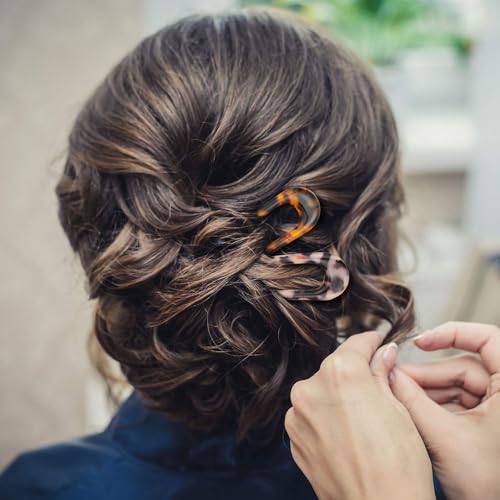 French Hair Pins U-Shaped Tortoise Shell Chignon Pin 2 Pack