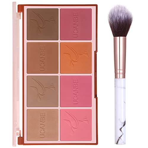 8-Color Face Blush Bronzer Palette with Brush