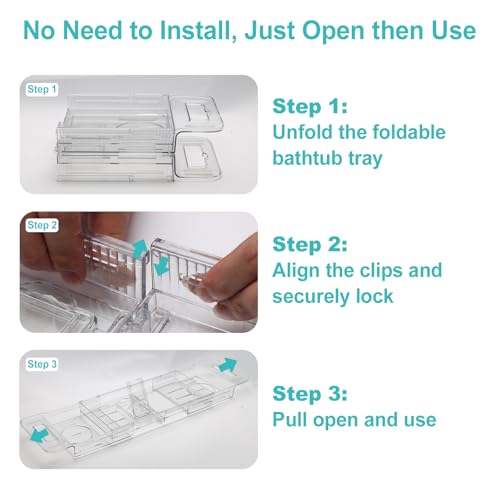 Expandable Bathtub Tray Caddy with Tablet Holder