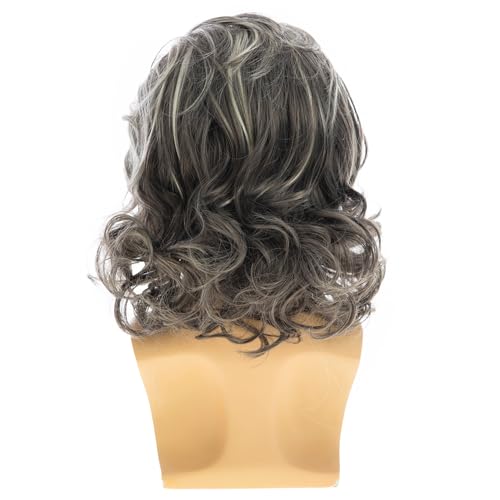 Men's Short Curly Wavy Grey Wig - Mixed Grey Cosplay Costume Hair