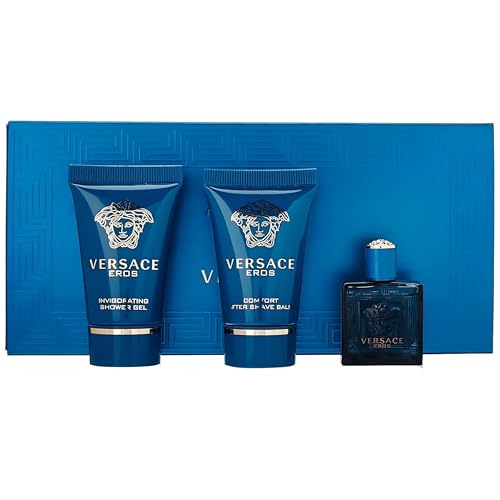 Versace Eros Men's 3-Piece Mini Travel Gift Set (EDT, Gel & Balm)