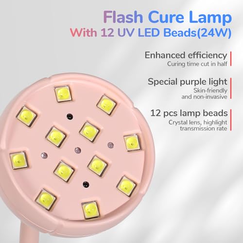 LIORA UV LED Nail Lamp - Gooseneck UV Light for Gel Nails, Cordless USB Rechargeable Flash Curing Lamp with 4 Timers & Auto Sensor, Nail Dryer Gel Polish Light for Salon Home DIY