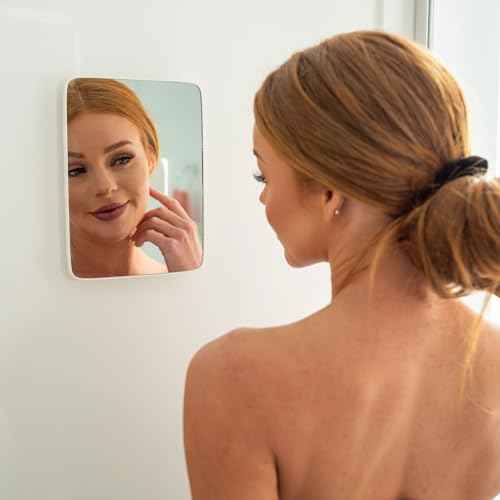 Mavoro 7x9 Travel Mirror | Small Wall Adhesive Mirror | Peel and Stick Wall Mount Travel Make up Mirror | Real Glass Vanity Mirror with Stand