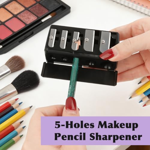 5-Hole Cosmetic Pencil Sharpener with Lid (2 Pack) for Eyeliner & Lip Liner
