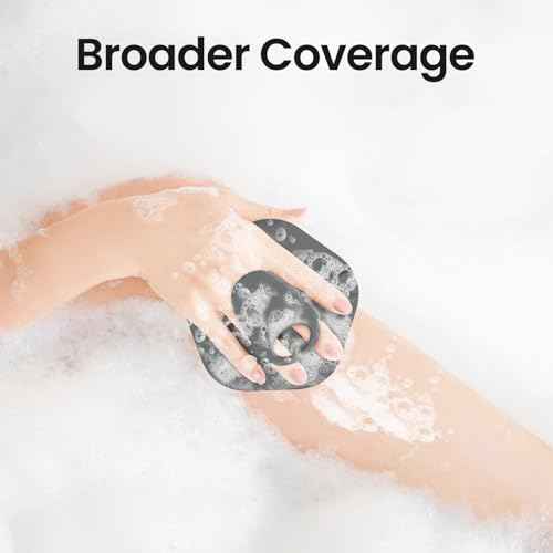 Silicone Body Scrubber Redfly Back Scrubber for Shower, Exfoliating Body Brush, Rubber Massage Loofah for Men and Women, Effective Skin Cleaner and Exfoliator, Bath Scrub for Deep Cleaning (Grey)