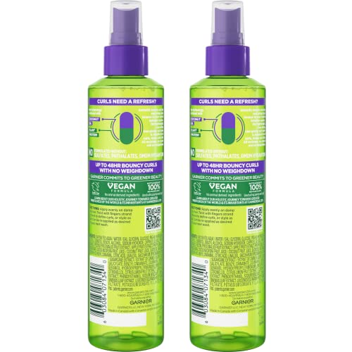 Garnier Fructis Curl Refresher Reviving Water Spray, Sulfate Free, 8.5 Fl Oz, 2 Count (Packaging May Vary)