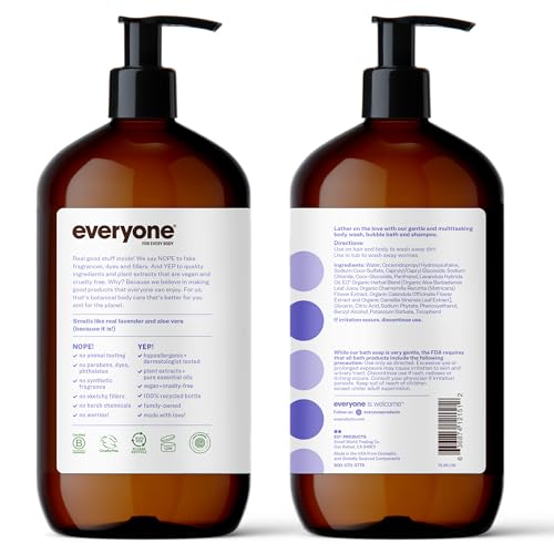 Everyone 3-in-1 Soap, Body Wash, Bubble Bath, Shampoo, 32 Ounce (Pack of 2), Lavender and Aloe & 3-in-1 Soap, Body Wash, Bubble Bath, Shampoo, 32 Ounce (Pack of 2), Citrus and Mint