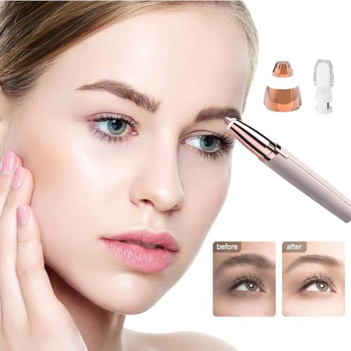 Eyebrow Hair Remover Replacement Heads with Painless Replacement Blades Compatible with Flawless Facial Eyebrow Hair Remover, Perfect for Beauty Enthusiasts Daily Use (Rose Gold, 4 Pack)