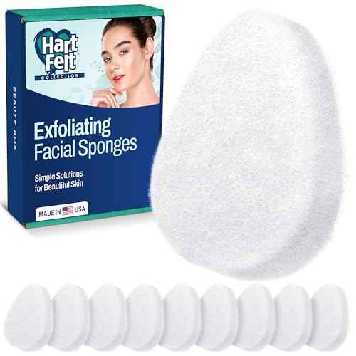 HartFelt [10 Pack] Regular Exfoliating Facial Sponge for Face - Daily Cleansing Scrubber - Buf Dirt Away with Puf Styled Reusable Face Pads for Removing Makeup, Dirt, and Dead Skin - Made in USA