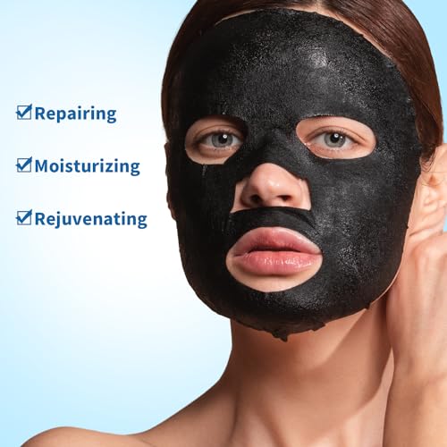 Moisturizing and Soothing Face Mask with Panthenol and Sodium Hyaluronate, Hydrating & Radiance Boosting, Safe for Sensitive Skin, Charcoal Face Mask, Pack of 10