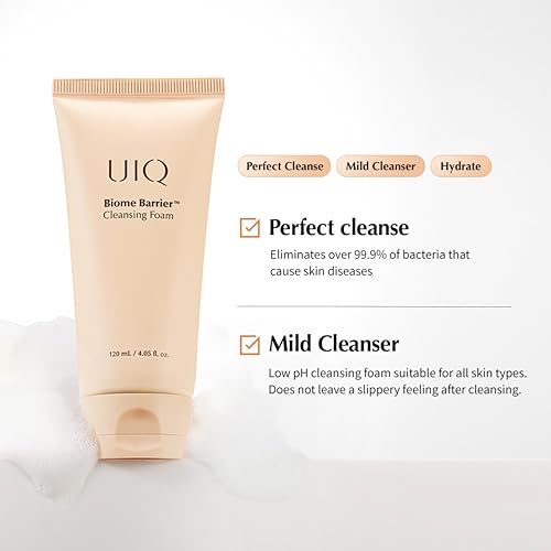 UIQ Biome Barrier Cleansing Foam for Sensitive Skin 120ml - Low pH, Hydrating & Deep Pore Cleanser
