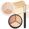 KARNAR 2-Pack Tri-Color Face Concealer Palette with Brush for Under Eye & Face