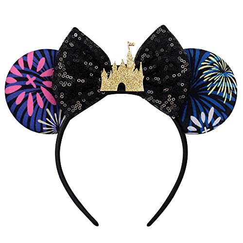 RAZKO Mouse Ears Headband with Sequin Bow