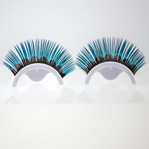Metallic Teal and Black False Eyelashes with Applicator Tweezers