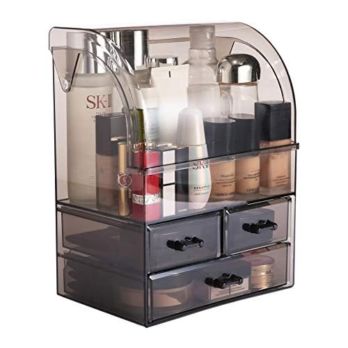 MOOCHI Professional Large Cosmetic Makeup Organizer Dust Water Proof Cosmetics Storage Display Case with Drawers