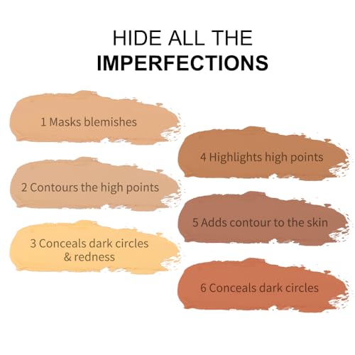 Corlo 6-Color Cream Concealer Palette - Full Coverage
