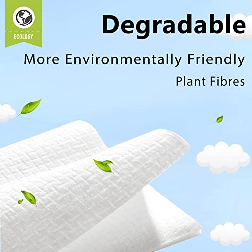 M¡¤NOLLBY Disposable Face Towel Makeup Remover, Biodegradable Clean Large 11 * 12inches XL Extra Soft Thick Washcloths Facial Towels, Bathroom Essentials, Sensitive Skin Care 50Count