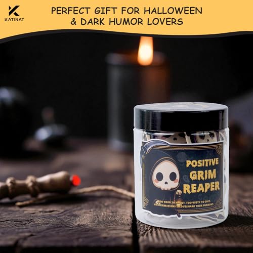 Positive Grim Reaper Jar – Dark Humor Halloween Gift