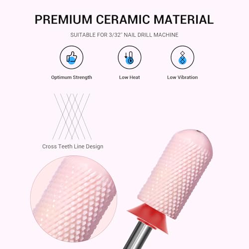 Ceramic Nail Drill Bit 3/32'' Smooth Round Top for Manicure & Pedicure