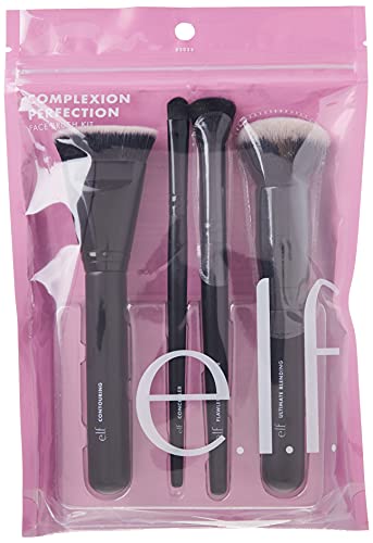 e.l.f. Complexion Perfection Brush Kit 4Piece Set, Synthetic