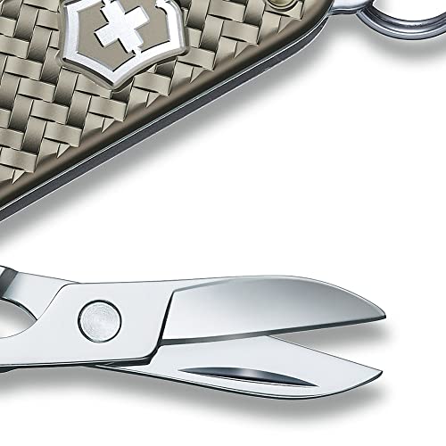 Victorinox Classic SD Precious Alox Swiss Army Knife, Compact 5 Function Swiss Made Pocket Knife with Small Blade, Screwdriver and Key Ring - Infinite Grey