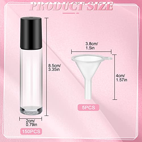 Sumind 150 Pcs 10ml Essential Oil Roller Bottles Glass with Funnels