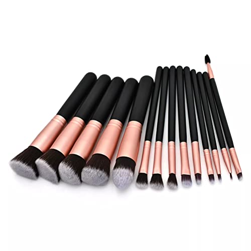 Professional Premium Makeup Brush Set 14-piece Matte Rose Gold Foundation Eye Shadow Concealer Blush Brush & Vegan