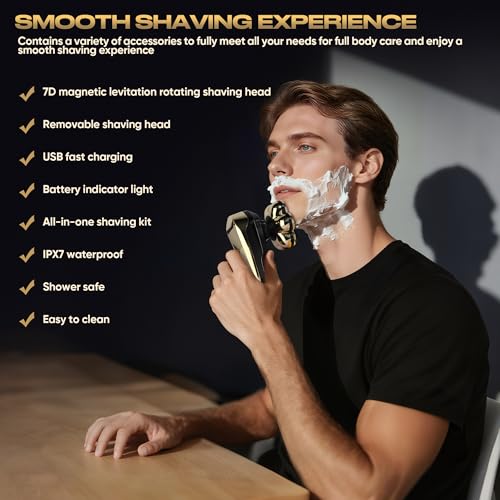 Electric Shaver for Women, Electric Razor with 7D Magnetic Shaver Heads, Wet Dry Waterproof Bald Head Trimmer Kit for Women & Men, Nose Ear Hair Trimmer, USB Rechargeable Clippers, Purple