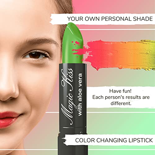 Magic Kiss Lipstick Set Aloe Vera Color Changing 6 Pack MADE IN USA (Yellow)