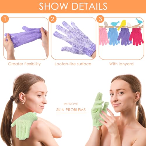 200 Pcs Exfoliating Gloves Bulk for Shower Body Double Sided Gloves Exfoliating Bath Mitt with Hanging Loop Bath for Women Men Bathing Skin Scrubber Accessories Beauty Spa(Multicolor)