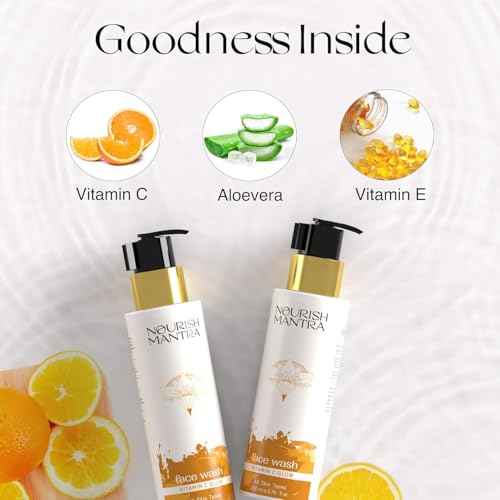 Nourish Mantra Vitamin C Glow Face Wash | Gently Cleanses the Skin | Infused With Vitamin C, Aloe Vera, & Vitamin E | Suits All Skin Types | For Men & Women | 200 ml