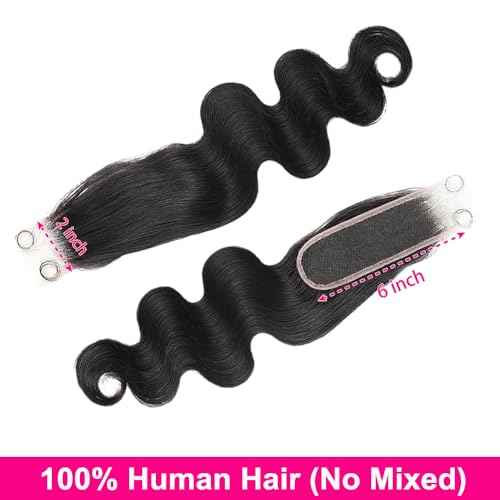 2x6 HD Lace Closure Body Wave 0.11mm Skinlike Undetectable Melted HD Lace Closure with Serrated Edge 12A Unprocessed Virgin Human Hair Closure Pre Plucked with Baby Hair 20 Inch