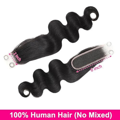 2x6 HD Lace Closure Body Wave Human Hair HD Transparent 18Inch 100% Brazilian Virgin Middle Part Pre Plucked With Baby Hair Natural Color 0.10Mm Ultra-Thin 2X6 HD Lace