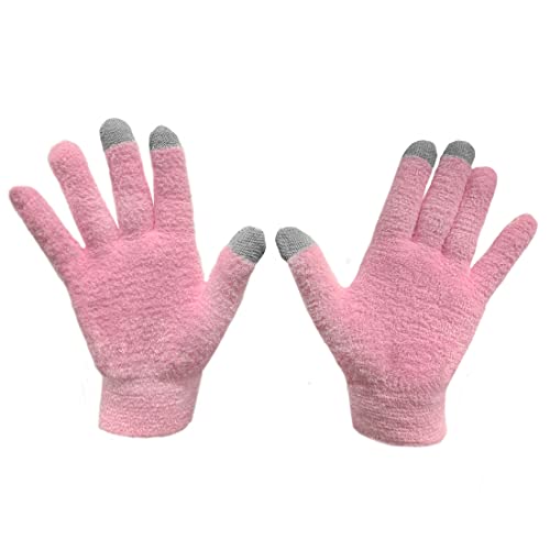Eurow Aloe-Infused Touchscreen Moisturizing Gloves for Dry Hands, Pink