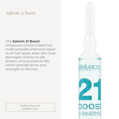 SALERM - Concentrated Hair Mask 21 Boost Hydrating Hair Ampoules - 8 x 13 ml - Repairs Hair - with Heat Protector - Anti-Pollution and Anti-Frizz