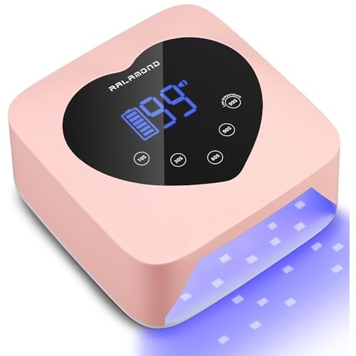 UV LED Nail Lamp, 72W Cordless UV Light for Nails, Rechargeable Nail Dryer with 5 Timer & Auto Sensor, Professional Fast Curing Gel Nail Lamp with Large Touch Display (Pink)