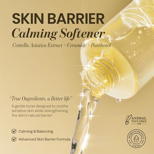 ONGREDIENTS Skin Barrier Calming Softener | Daily Soothing Toner for Dry, Sensitive Skin | Panthenol, Hyaluronic Acid, Ceramide, Hydrating, pH Balancing | Vegan, Korean Skin Care 250ml / 8.45 fl Oz