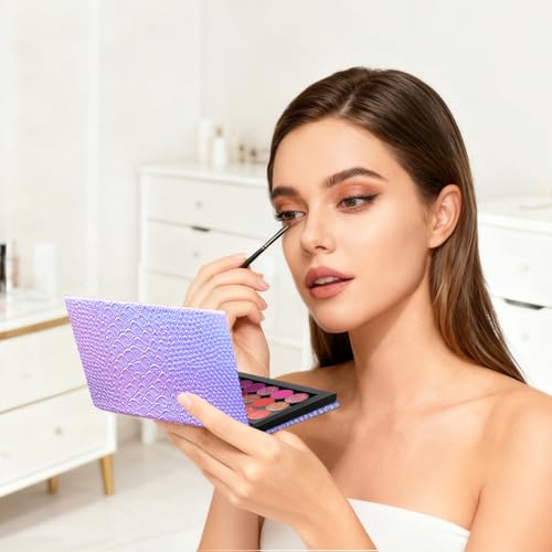 Mermaid Empty Magnetic Palette, Fish scale Empty Magnetic Palette for Highlighters Eyeshadows Lipstick Blush Powder Rectangle Large size (Fish Scales)